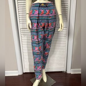 Funky Vintage Mazatlan Cactus Beach Wear 80s 90s Velcro Lounge Pants